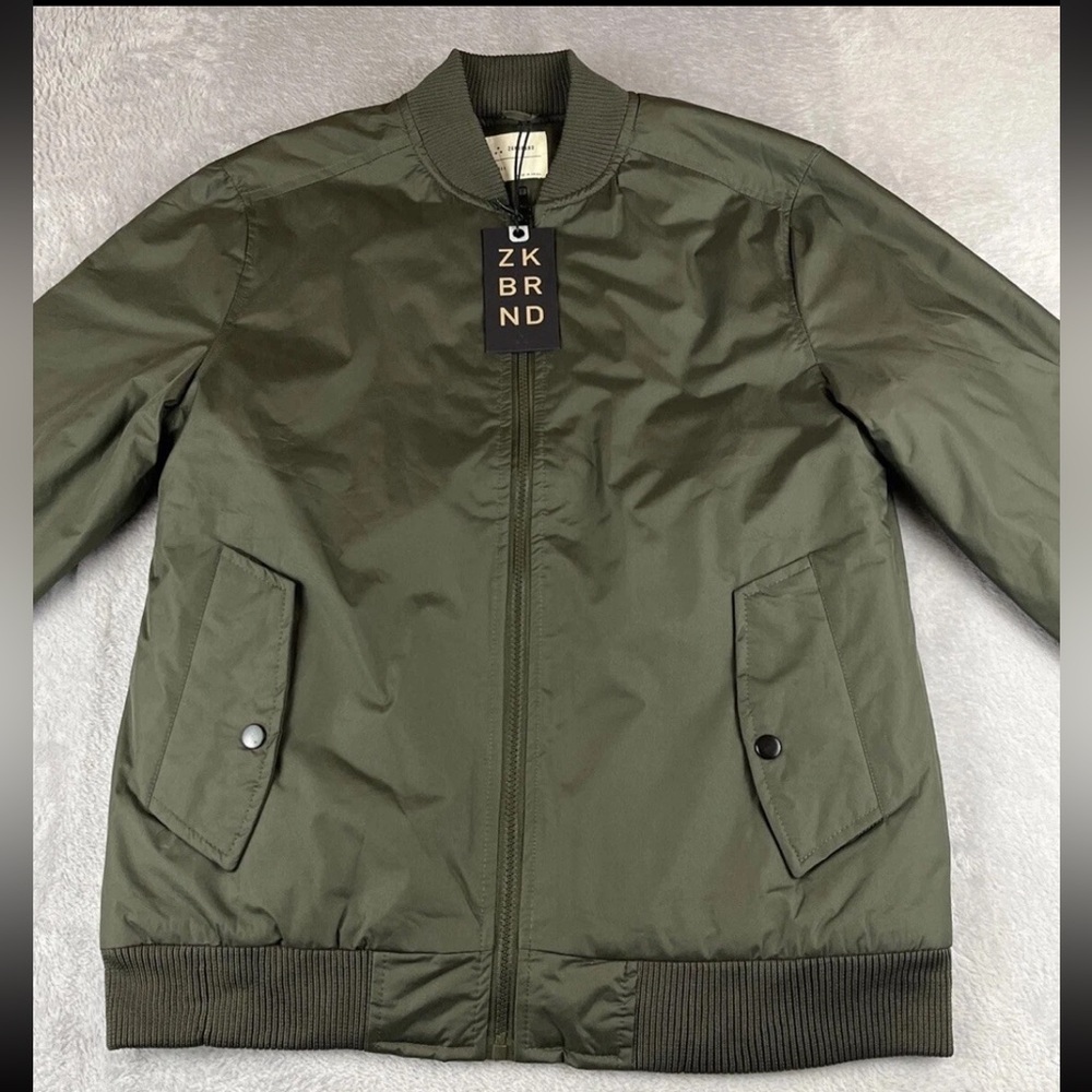 Zakbrand mens Olive green full zip Bomber Jacket size small